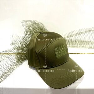 Puma x FENTY olive satin Women Satin Hat W/ Tulle Bow Baseball Cap